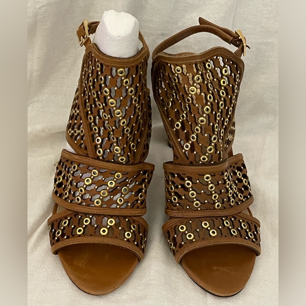 Vince Camato embellished cage leather stiletto sandals women’s size 7 1/2 M